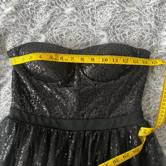 Ark and Co Black Strapless Sequin Holiday Dress Size Small - Picture 9 of 11